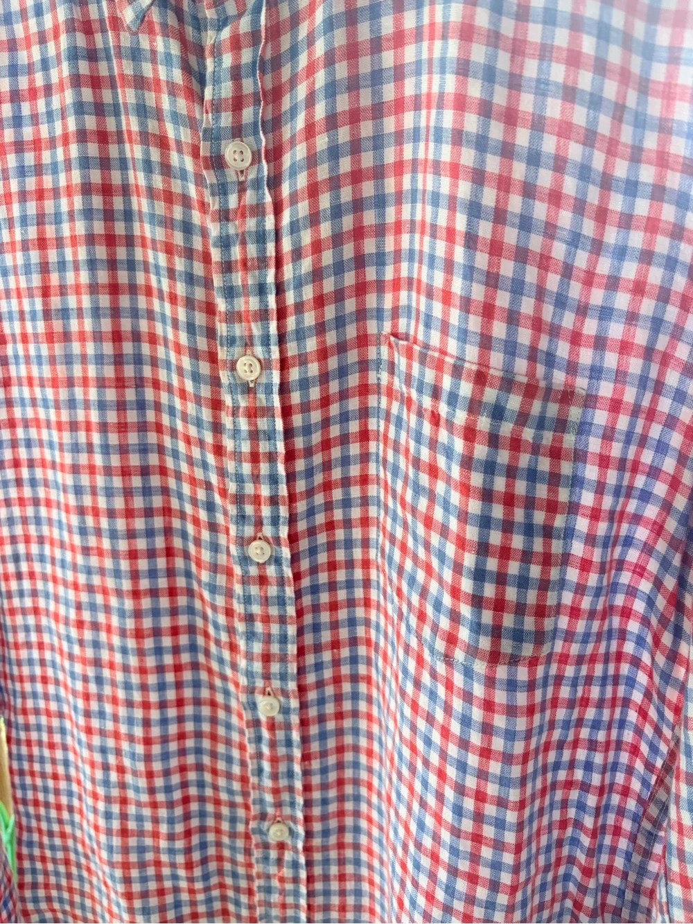 J. Crew Irish Linen by Baird McNutt Gingham Button Front Long Sleeve Shirt L